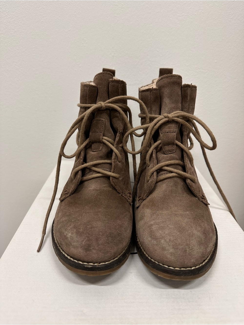 Steve Madden Kids Taupe Suede Lace-Up Boots